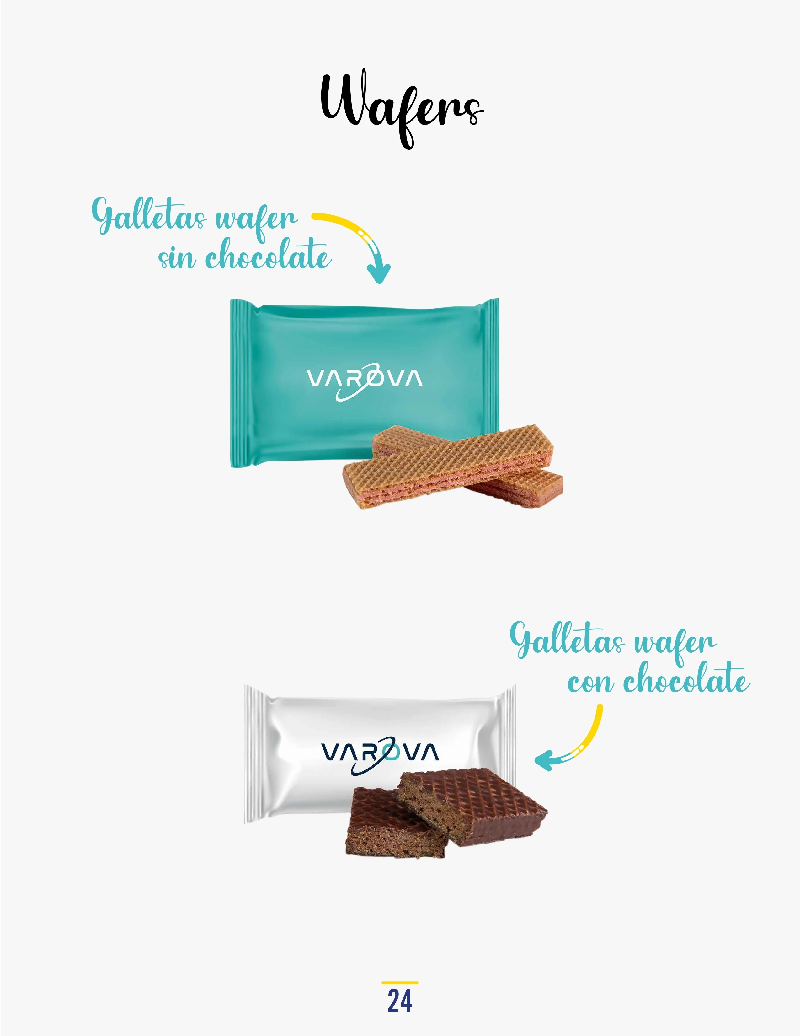 Catálogo de Productos Varova wafers con sin chocolates personalizados corporativos